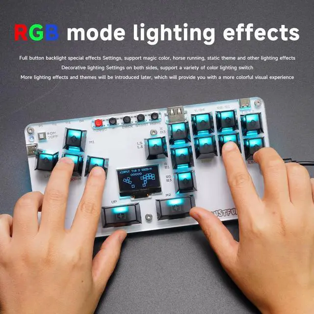 Alt view image 7 of 7 - MustFun Stickl Controller with Display, Customised Cus Gaming Keyboard Suitable r use with: PC/Android/Switch/PS3/PS4/Steam/Acrade and Gaming Devices Black Transluce (Black Button)