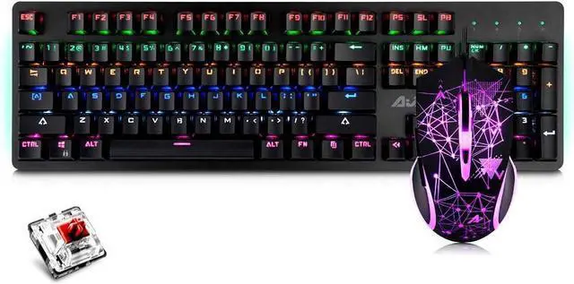 Main image of Mechanical Keyboard Combo USB Wired Gaming Keyboard Set 04 Keys xed Light Keyboard with Red Switch