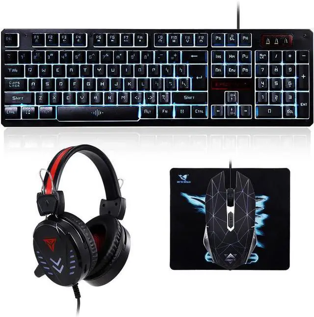 Main image of Gaming Keyboard Set Set Wired Monochrome Backlight Keyboard Breathing Light Gaming Set Combo