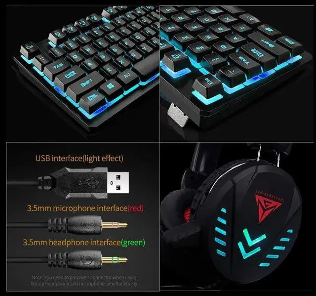 Alt view image 3 of 7 - Gaming Keyboard Set Set Wired Monochrome Backlight Keyboard Breathing Light Gaming Set Combo