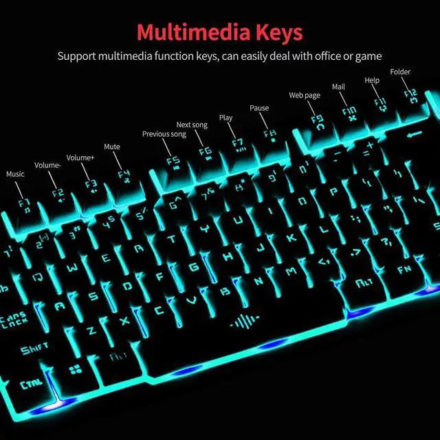 Alt view image 6 of 7 - Gaming Keyboard Set Set Wired Monochrome Backlight Keyboard Breathing Light Gaming Set Combo