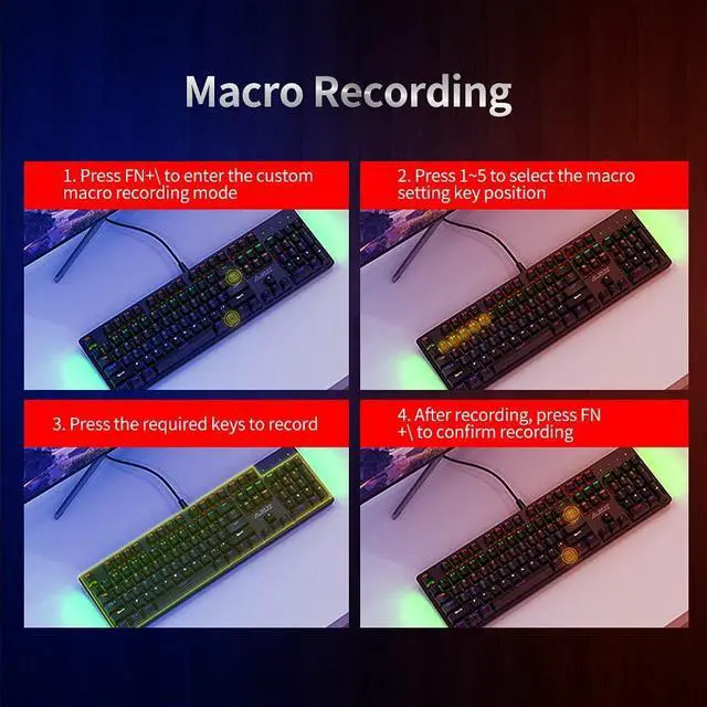 Alt view image 3 of 7 - Mechanical Keyboard Combo USB Wired Gaming Keyboard Set 04 Keys xed Light Keyboard with Black Switch