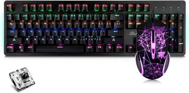 Main image of Mechanical Keyboard Combo USB Wired Gaming Keyboard Set 04 Keys xed Light Keyboard with Black Switch
