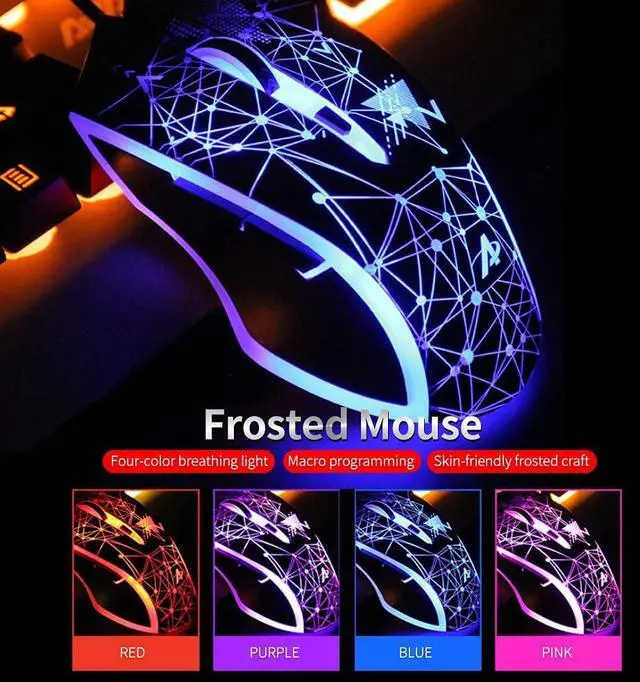 Alt view image 5 of 7 - Mechanical Keyboard Combo USB Wired Gaming Keyboard Set 04 Keys xed Light Keyboard with Black Switch