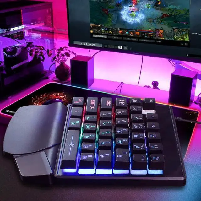 Alt view image 2 of 7 - J300+V400 Keyboard and Combo Lighting Programmable Gaming +One-Handed Game Keyboard