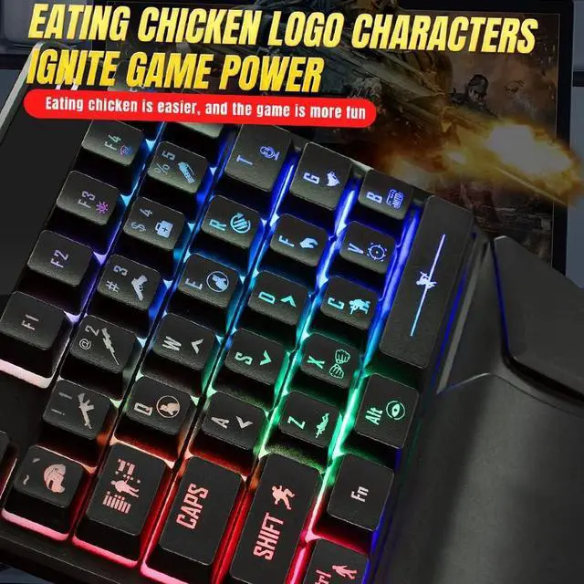 Alt view image 7 of 7 - J300+V400 Keyboard and Combo Lighting Programmable Gaming +One-Handed Game Keyboard