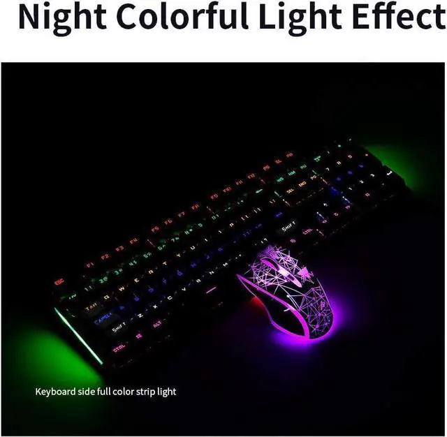 Alt view image 6 of 7 - Mechanical Keyboard and Combo N-Key Rollover Red Switch Wired Gaming Backlit Keyboard 2400DPI 04Keys