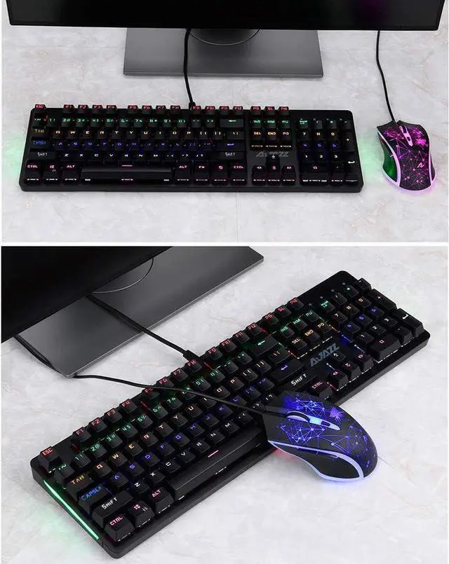 Alt view image 7 of 7 - Mechanical Keyboard and Combo N-Key Rollover Red Switch Wired Gaming Backlit Keyboard 2400DPI 04Keys