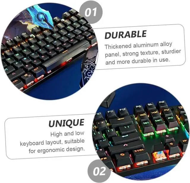 Alt view image 3 of 7 - DIYEAH Key RGB Backlit Mechanical Keyboard Wired Blue Gaming Keyboard Sturdy Keycaps Ergonomic Layout