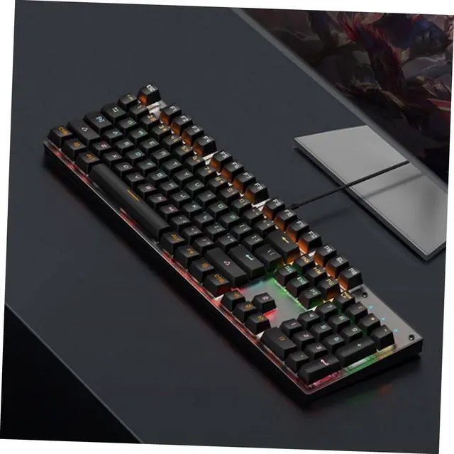 Alt view image 4 of 7 - DIYEAH Key RGB Backlit Mechanical Keyboard Wired Blue Gaming Keyboard Sturdy Keycaps Ergonomic Layout
