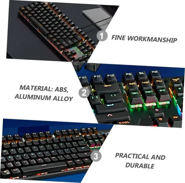 Alt view image 7 of 7 - ETHZZLE Key Mechanical Gaming Keyboard with RGB Backlit USB Wired Durable Panel Dual Keycaps Sturdy Wear