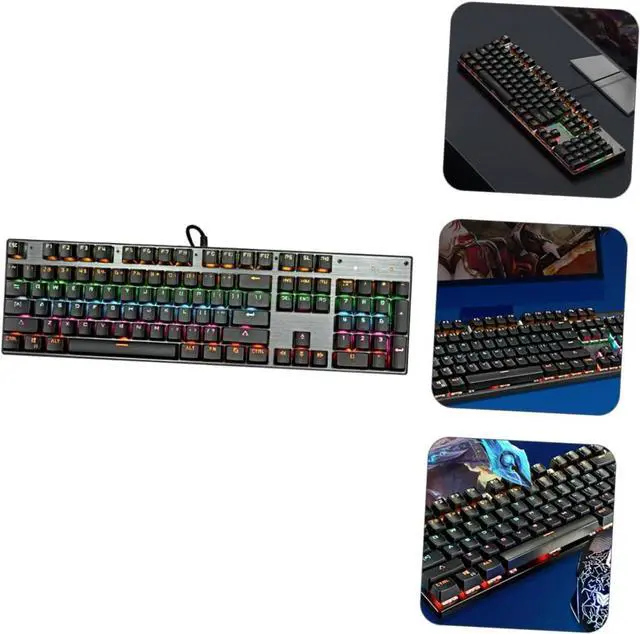 Alt view image 4 of 7 - OKUMEYR Backlit Mechanical Keyboard Key Wired Gaming Keyboard with RGB Lighting Durable Panel Injection