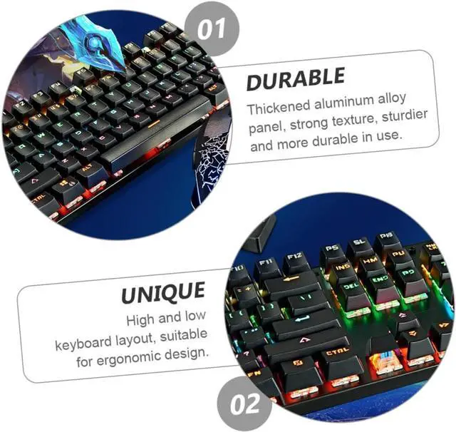 Alt view image 5 of 7 - OKUMEYR Backlit Mechanical Keyboard Key Wired Gaming Keyboard with RGB Lighting Durable Panel Injection