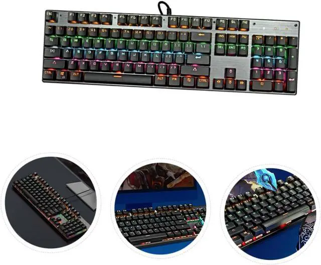 Alt view image 6 of 7 - OKUMEYR Backlit Mechanical Keyboard Key Wired Gaming Keyboard with RGB Lighting Durable Panel Injection