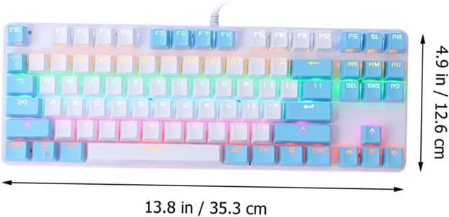 Alt view image 2 of 7 - SHOWERORO RGB Backlit Mechanical Keyboard Key Wired USB with Key Ghosting Blue Durable Double Molding Frosted