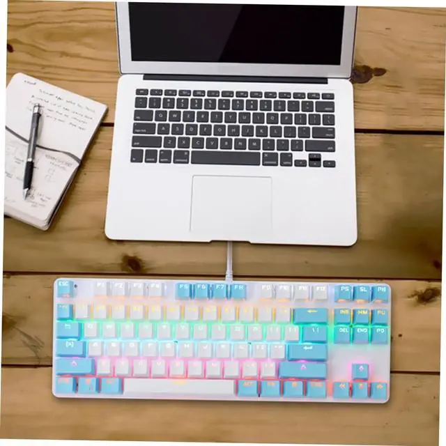 Alt view image 5 of 7 - SHOWERORO RGB Backlit Mechanical Keyboard Key Wired USB with Key Ghosting Blue Durable Double Molding Frosted