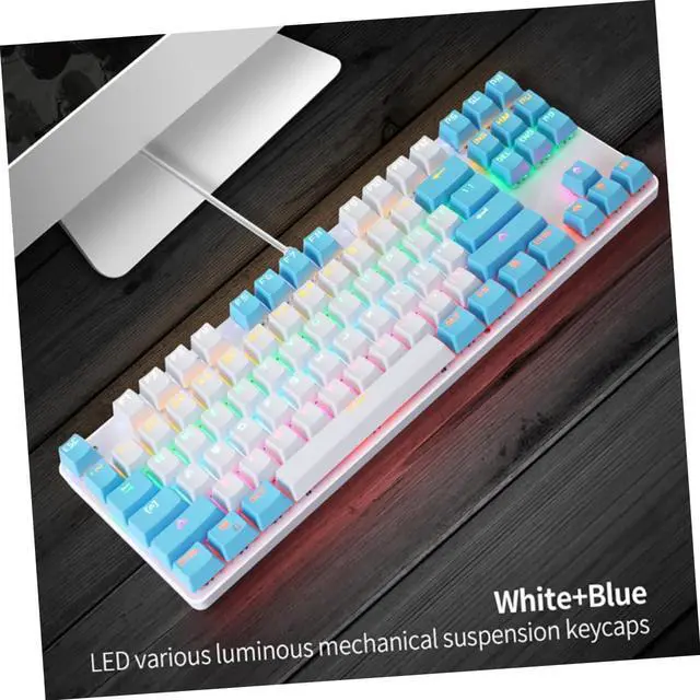 Alt view image 6 of 7 - SHOWERORO RGB Backlit Mechanical Keyboard Key Wired USB with Key Ghosting Blue Durable Double Molding Frosted