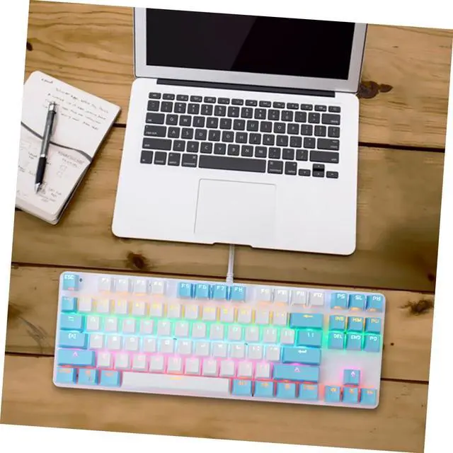 Alt view image 5 of 7 - LABRIMP Key Blue Mechanical Keyboard with RGB Backlit Durable Dual Molding Keycaps Multimedia Function for