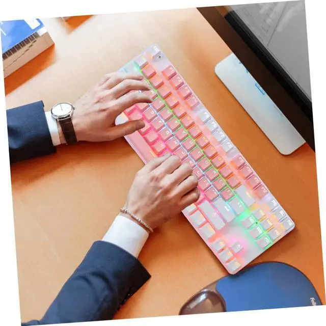 Alt view image 4 of 7 - Angoily RGB Backlight Mechanical Gaming Keyboard Ergonomic Design Key Compact Layout Comfortable Typing