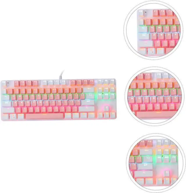 Alt view image 7 of 7 - FONDOTIN RGB Backlit Mechanical Keyboard Key USB Wired Office Keyboard Stylish Dual-Color Design Non-Conflict