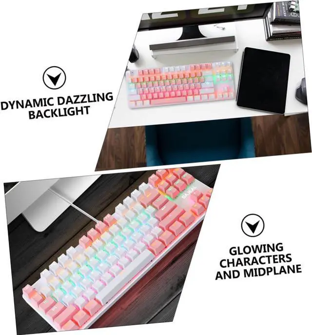 Alt view image 2 of 7 - HONMEET RGB Backlight Mechanical Keyboard Stylish Key Ghosting Gaming Keyboard with Ergonomic Design