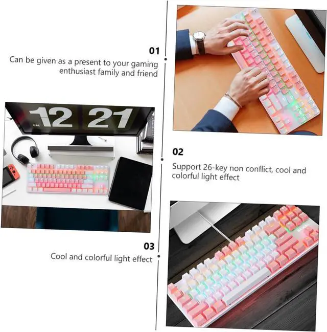 Alt view image 4 of 7 - Operitacx RGB Mechanical Keyboard Key Backlit USB Design for Office Use Ergonomic Layout Frosted Panel Durable