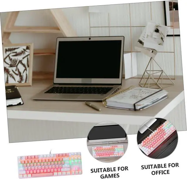 Alt view image 5 of 7 - Operitacx RGB Mechanical Keyboard Key Backlit USB Design for Office Use Ergonomic Layout Frosted Panel Durable