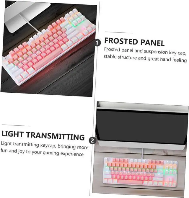 Alt view image 6 of 7 - Operitacx RGB Mechanical Keyboard Key Backlit USB Design for Office Use Ergonomic Layout Frosted Panel Durable
