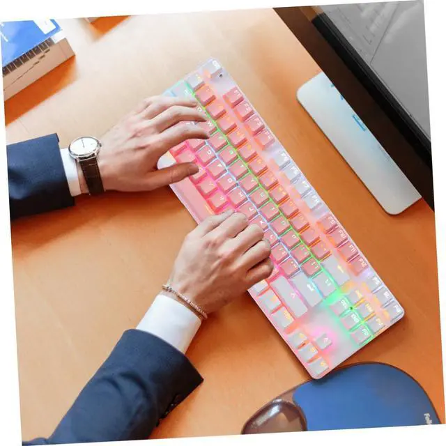 Alt view image 7 of 7 - HONMEET RGB Backlight Mechanical Keyboard Stylish Key Ghosting Gaming Keyboard with Ergonomic Design