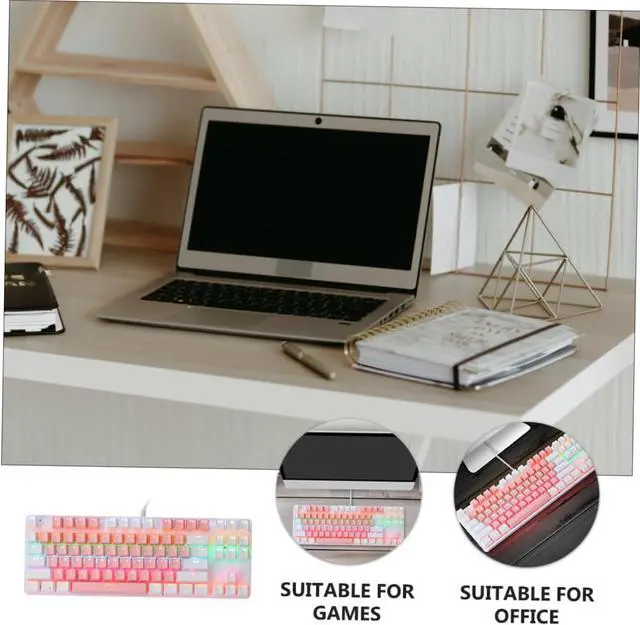 Alt view image 4 of 7 - FELTECHELECTR RGB Mechanical Gaming Keyboard Key Backlit USB Office Keyboard with Ergonomic Design Durable Double