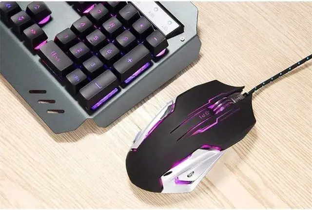 Alt view image 2 of 5 - HCUCTOS Gaming Keyboard and Mouse Set,LED Backlit Mechanical Feel Business Office Keyboard Colorful Breathing Backlit Gaming Mouse