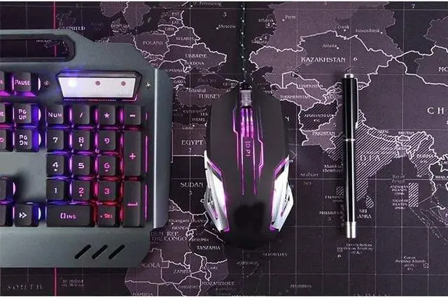 Alt view image 4 of 5 - HCUCTOS Gaming Keyboard and Mouse Set,LED Backlit Mechanical Feel Business Office Keyboard Colorful Breathing Backlit Gaming Mouse