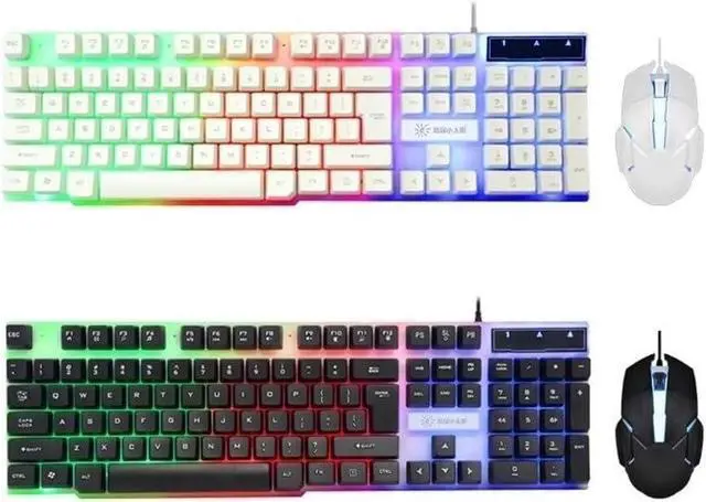 Alt view image 7 of 7 - HCUCTOS USB 180 Keys Backlight Mechanical Wired Gaming Keyboard Mouse Set for PC