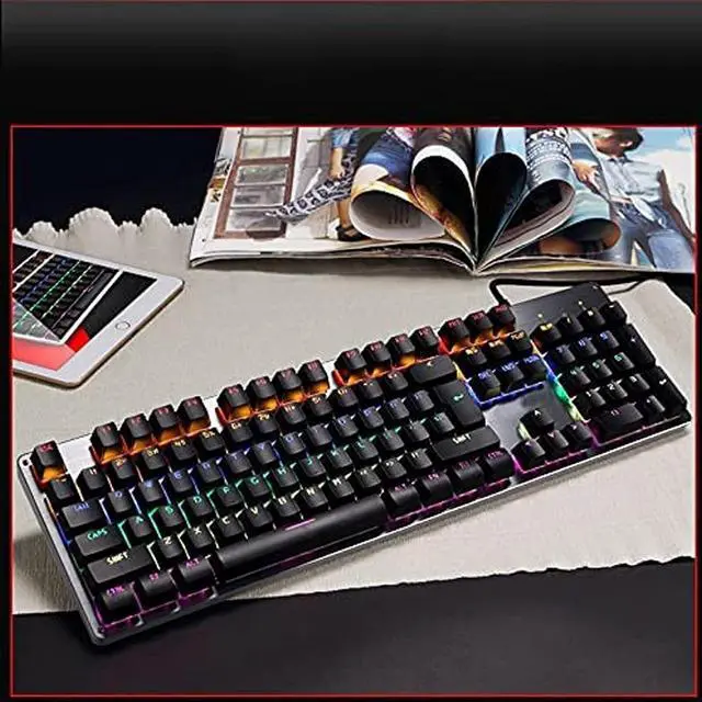Alt view image 3 of 7 - HCUCTOS Wired Gaming Keyboard, Mechanical, USB Interface, 13 Colors Cool Backlight Effect, for Home Office PC Game Black(Black)