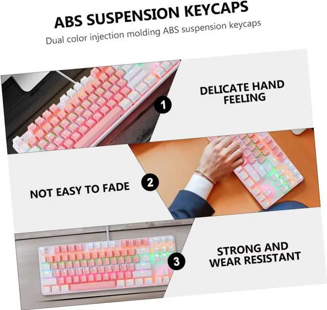 Alt view image 7 of 7 - FELTECHELECTR RGB Mechanical Gaming Keyboard Key Backlit USB Office Keyboard with Ergonomic Design Durable Double