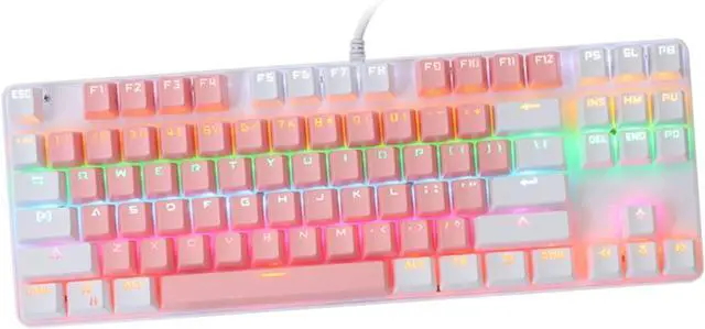 Main image of FONDOTIN RGB Backlit Mechanical Keyboard Key USB Wired Office Keyboard Stylish Dual-Color Design Non-Conflict