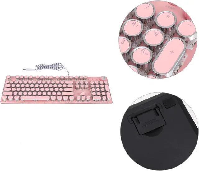 Alt view image 3 of 7 - Happyyami Retro Punk Cherry Blossom Mechanical Keyboard for Laptop Lightweight Design Ergonomic Keys for