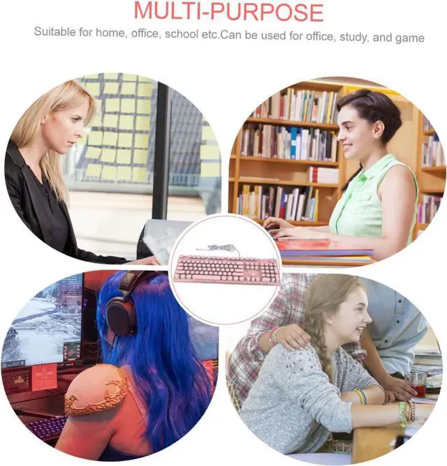 Alt view image 4 of 7 - Happyyami Retro Punk Cherry Blossom Mechanical Keyboard for Laptop Lightweight Design Ergonomic Keys for