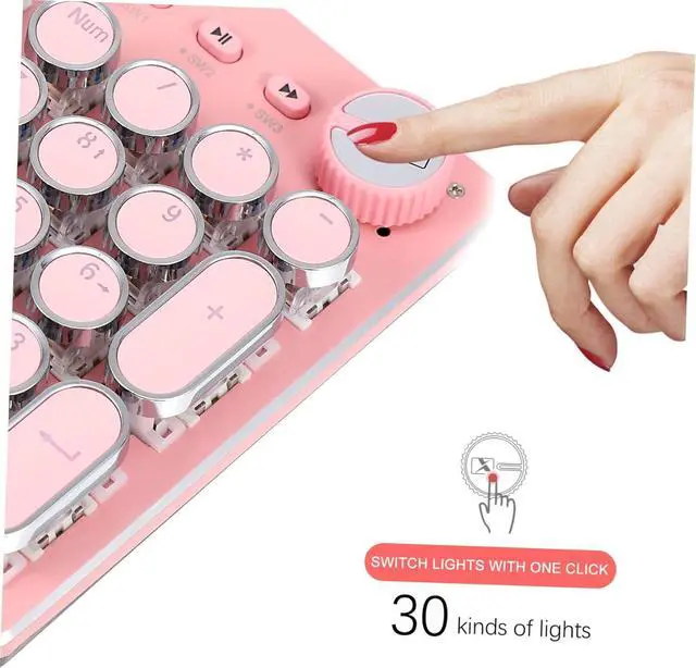 Alt view image 5 of 7 - Happyyami Retro Punk Cherry Blossom Mechanical Keyboard for Laptop Lightweight Design Ergonomic Keys for