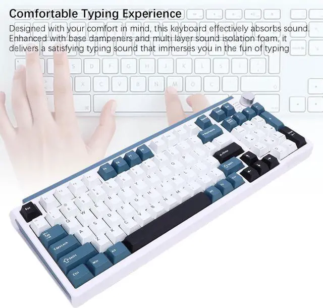 Alt view image 5 of 7 - Wisoqu Mechanical Keyboard, Wireless Gaming Keyboard, BT 2.4G USB C, 75% Layout Wireless Mechanical with 98 Keys, Hot Swap Gasket Mount RGB Backlit for Gaming, Typing (Blue)