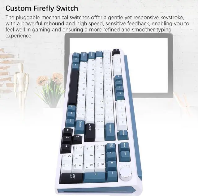Alt view image 6 of 7 - Wisoqu Mechanical Keyboard, Wireless Gaming Keyboard, BT 2.4G USB C, 75% Layout Wireless Mechanical with 98 Keys, Hot Swap Gasket Mount RGB Backlit for Gaming, Typing (Blue)