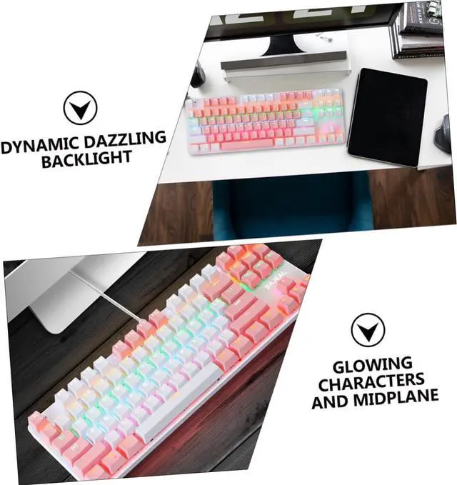 Alt view image 2 of 7 - jojofuny RGB Backlit Mechanical Gaming Keyboard Dual Molding Keycap Multimedia Function Frosted Panel