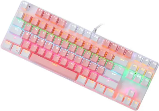 Main image of Angoily RGB Backlit Mechanical Keyboard Keys USB Wired Office Keyboard with Light Transmitting Keycaps