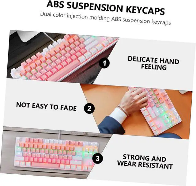 Alt view image 5 of 7 - Angoily RGB Backlit Mechanical Keyboard Keys USB Wired Office Keyboard with Light Transmitting Keycaps
