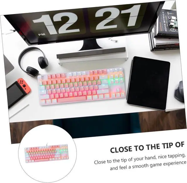 Alt view image 4 of 7 - Happyyami RGB Backlit Mechanical Keyboard 26-Key Anti-Ghosting Gaming Keyboard for Enthusiasts Dual-Color Design USB