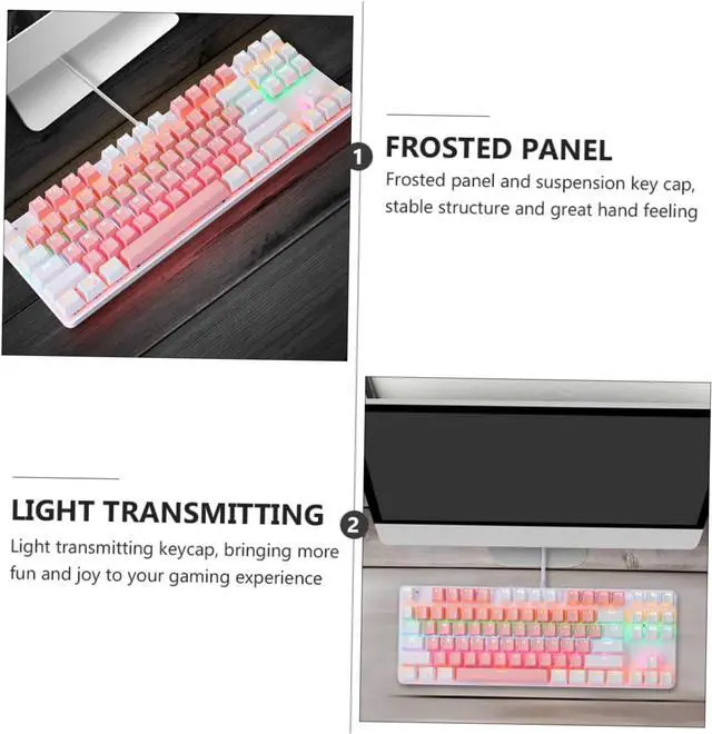 Alt view image 5 of 7 - Happyyami RGB Backlit Mechanical Keyboard 26-Key Anti-Ghosting Gaming Keyboard for Enthusiasts Dual-Color Design USB