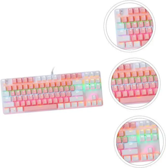 Alt view image 6 of 7 - Happyyami RGB Backlit Mechanical Keyboard 26-Key Anti-Ghosting Gaming Keyboard for Enthusiasts Dual-Color Design USB