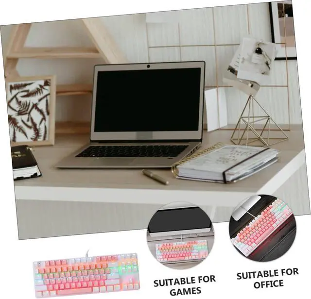 Alt view image 2 of 7 - Happyyami RGB Backlit Mechanical Keyboard 26-Key Anti-Ghosting Gaming Keyboard for Enthusiasts Dual-Color Design USB