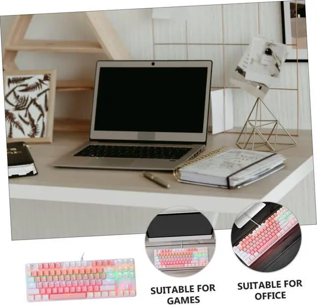 Alt view image 4 of 7 - POPETPOP USB Mechanical Keyboard with RGB Backlight Keys Anti-Conflict Design for Gaming and Work Stylish