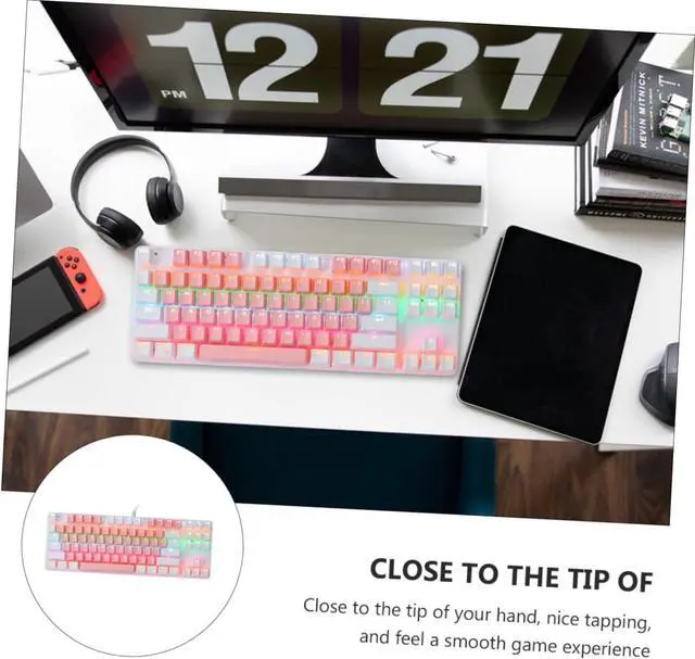 Alt view image 5 of 7 - POPETPOP USB Mechanical Keyboard with RGB Backlight Keys Anti-Conflict Design for Gaming and Work Stylish